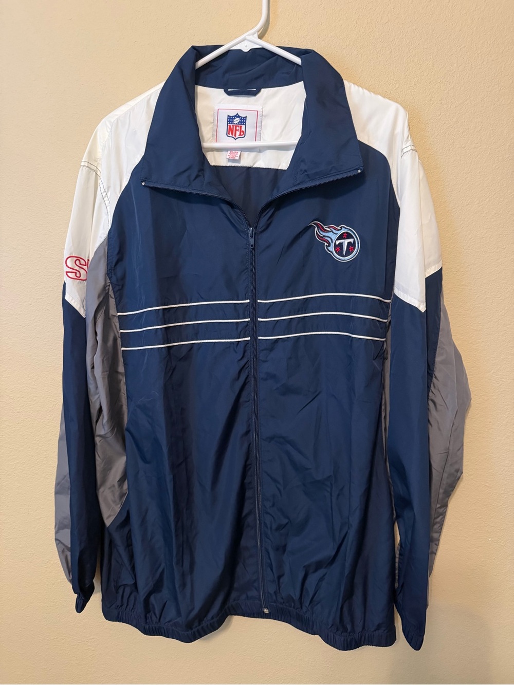 NFL Tennessee Titans Windbreaker Jacket Men's XL Navy Blue White Grey NWOT
